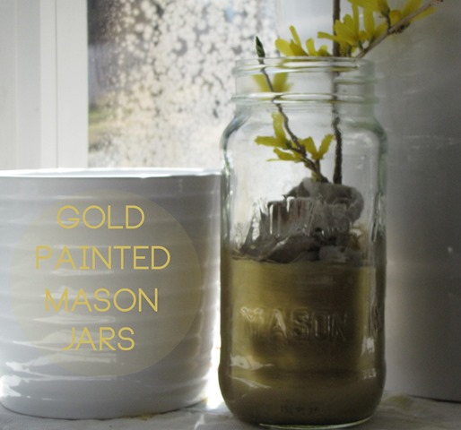 gold painted mason jars